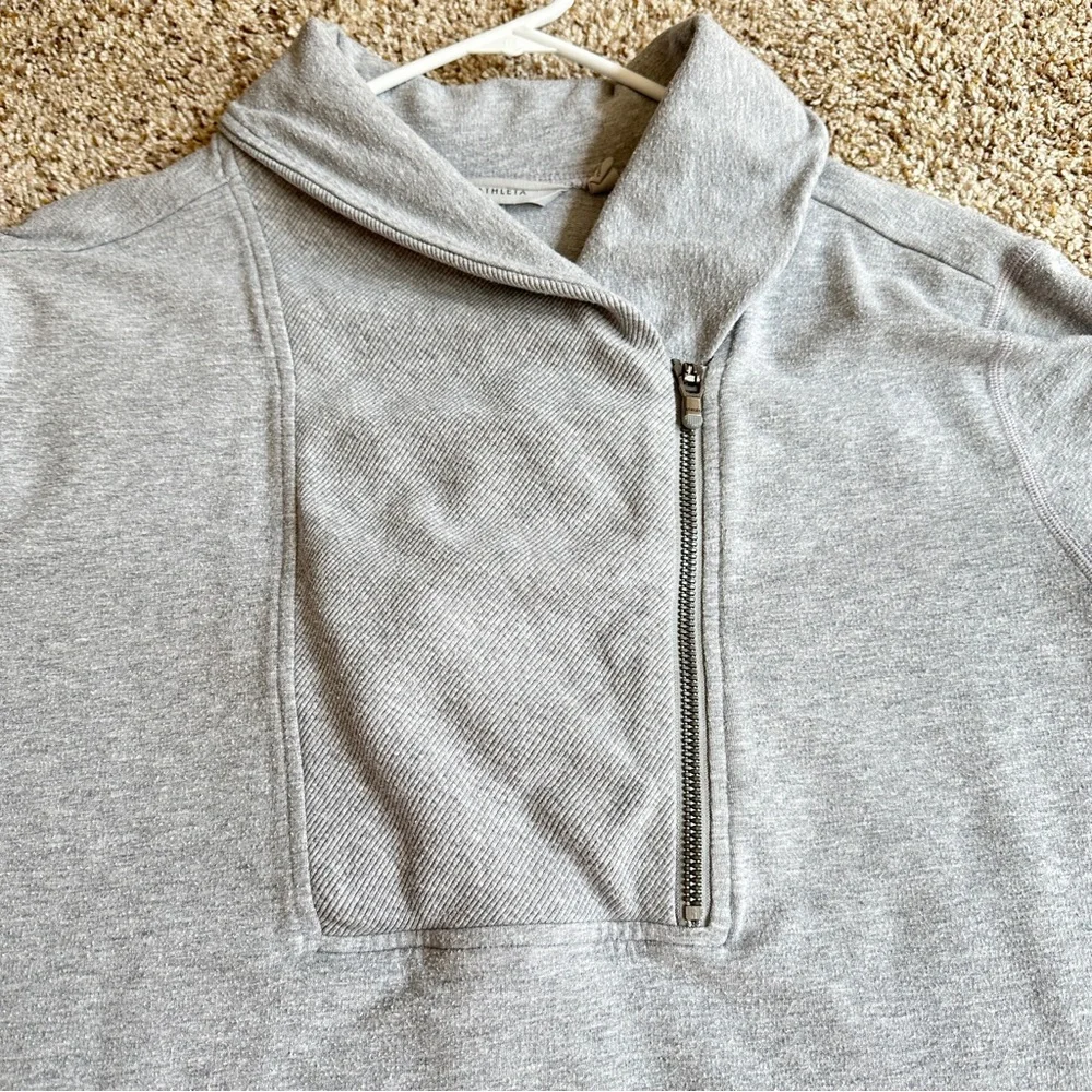 Athleta Tunic Sweatshirt with Cowl Neck and Half Zip Gray Size 1X - Picture 6 of 14